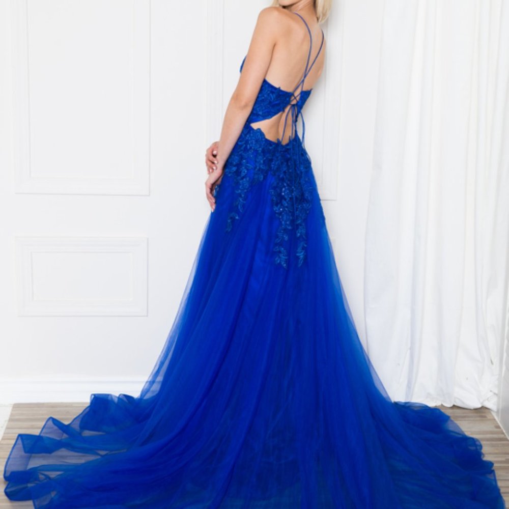 ROYAL BLUE PROM PARTY EVENING FOMAL open back DRESS A-LINE LONG GREEN GOWN AC014 - Picture 6 of 9